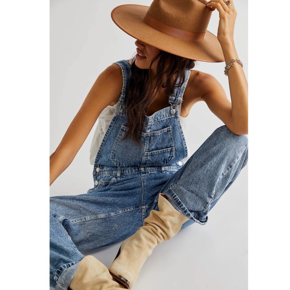 Free People Blue Denim Jeans Overalls - Picture 3 of 16